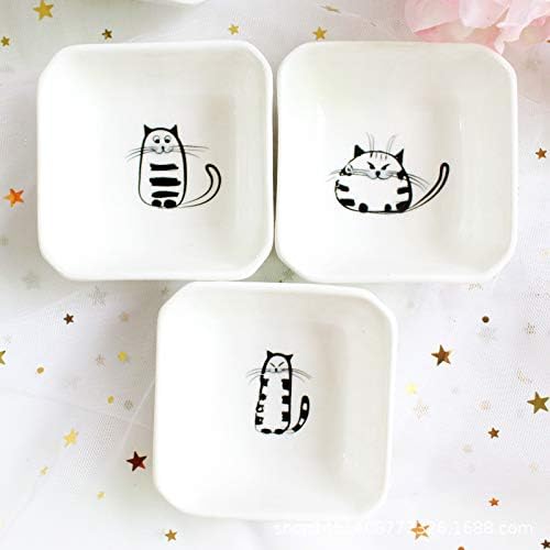 Super Cute Cat Ceramic Sauce Dish/Seasoning Dish/Sushi Soy Dipping Bowl/Appetizer Plates/Serving Dish for Kitchen Home(Set of 6)