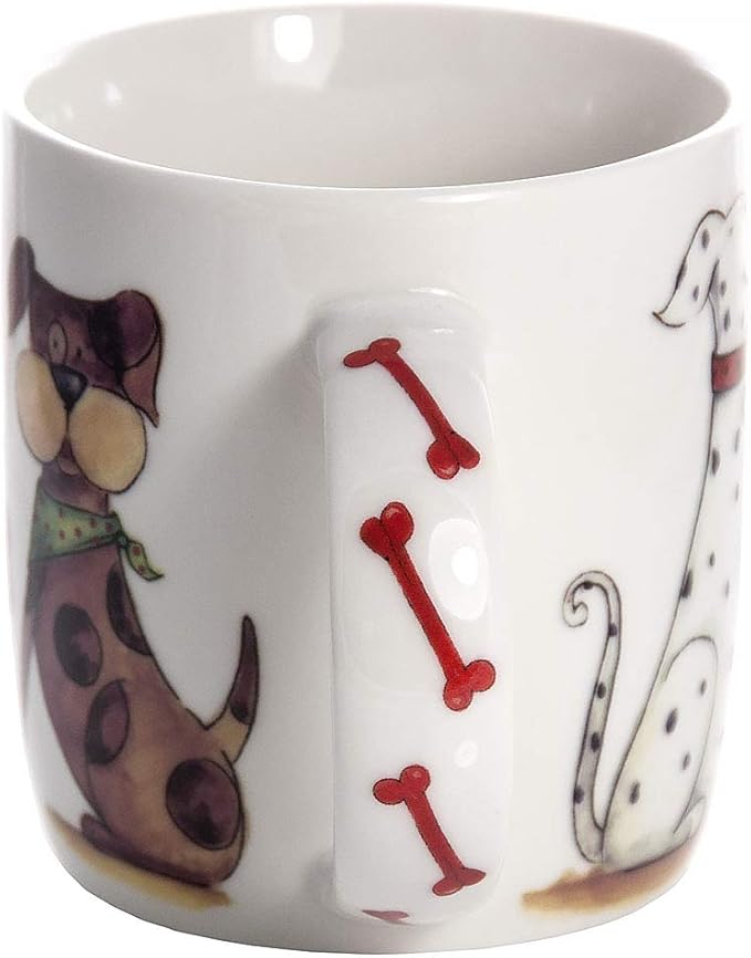 SPOTTED DOG GIFT COMPANY Dog and Cat Coffee Mug Set, 12 oz Cute Mugs Ceramic Porcelain China Coffee Tea Cups, Animal Themed Gifts for Cat Lovers and Dog Lovers Women Men, Set of 2