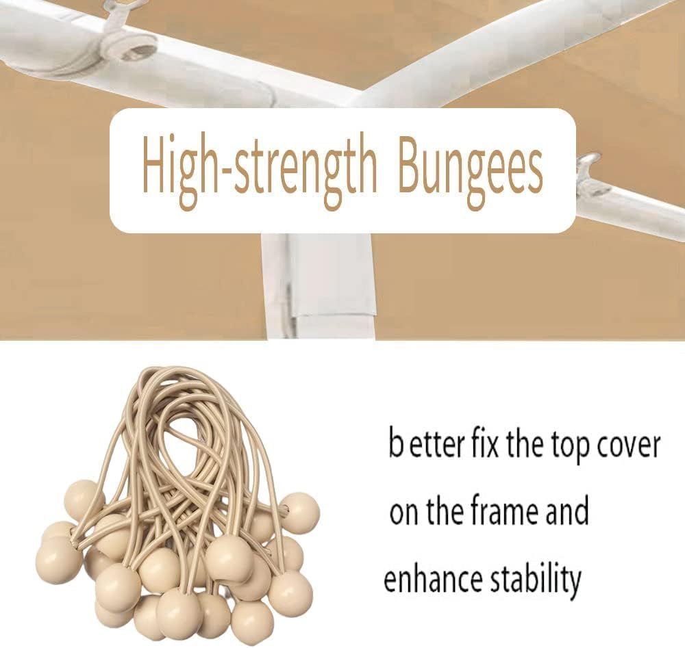 10'x20' Upgraded Carport Replacement Top Canopy Cover Beige for Car Garage Top Tarp Shelter Waterproof & UV Protected w/Ball Bungees (Only Top Cover, Frame is not Included)