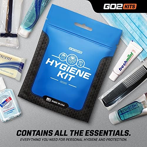 Ultimate Travel Toiletry Kit & PPE Kit, Hygiene Kit with Shaving Supplies & PPE for Travel, Business & Charity with Reusable Toothbrush, Bath Soap & Other Essential Toiletries, 5-Pack