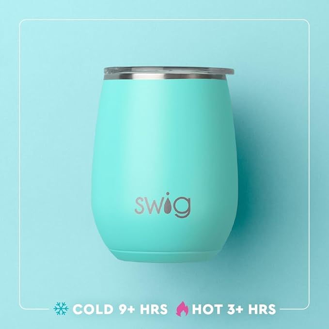 Swig Life 14oz Insulated Wine Tumbler with Lid | 40+ Pattern Options | Dishwasher Safe, Holds 2 Glasses, Stainless Steel Outdoor Wine Glass (Spot On)