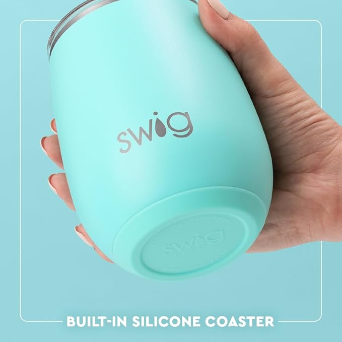 Swig Life 14oz Insulated Wine Tumbler with Lid | 40+ Pattern Options | Dishwasher Safe, Holds 2 Glasses, Stainless Steel Outdoor Wine Glass (Spot On)