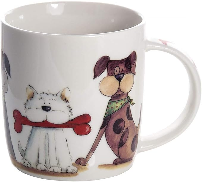 SPOTTED DOG GIFT COMPANY Dog and Cat Coffee Mug Set, 12 oz Cute Mugs Ceramic Porcelain China Coffee Tea Cups, Animal Themed Gifts for Cat Lovers and Dog Lovers Women Men, Set of 2
