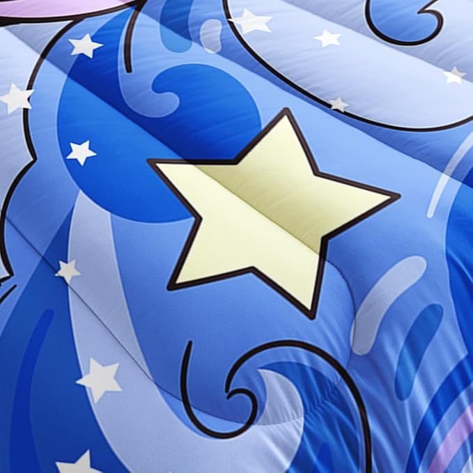 Suncloris Kids Mermaid Cat Comforter, Cats On Purple Blue Wave Bedding Bedspread for Girls Teens, Lovely Animal Bedroom Decor with 2 Pillow Cases (04, Twin)