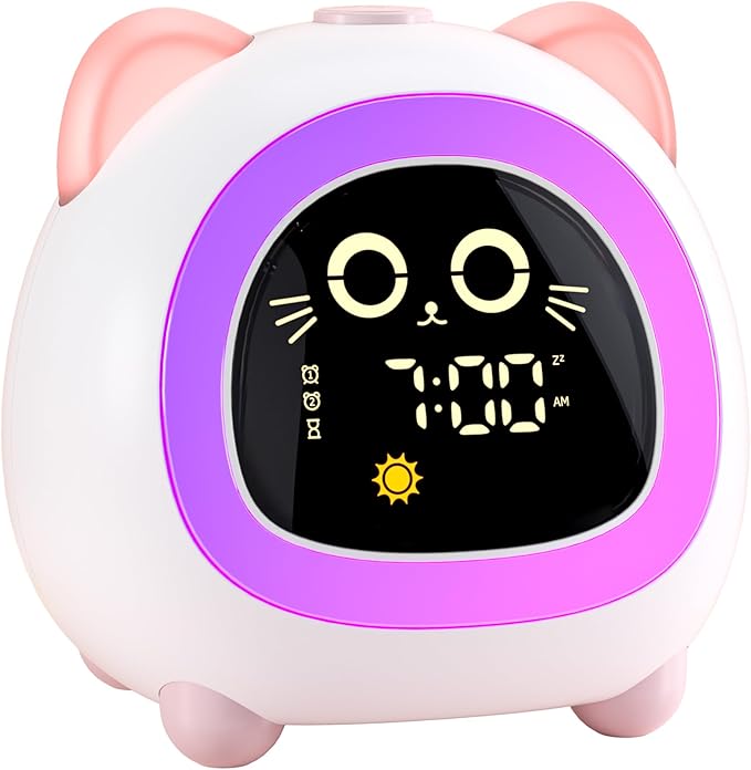 winshine Alarm Clock for Kids, OK to Wake Clock, Kids Alarm Clock with Night Light, Stay in Bed Clock Sleep Training, Nap Timer Cute Kids Room Decor, Gift Ideas for Kids Toddler Boy Girl (Pink)
