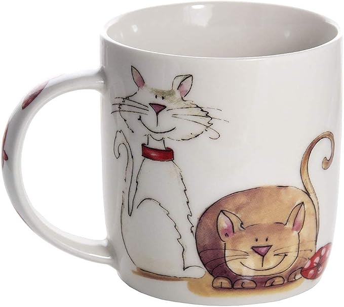 SPOTTED DOG GIFT COMPANY Dog and Cat Coffee Mug Set, 12 oz Cute Mugs Ceramic Porcelain China Coffee Tea Cups, Animal Themed Gifts for Cat Lovers and Dog Lovers Women Men, Set of 2