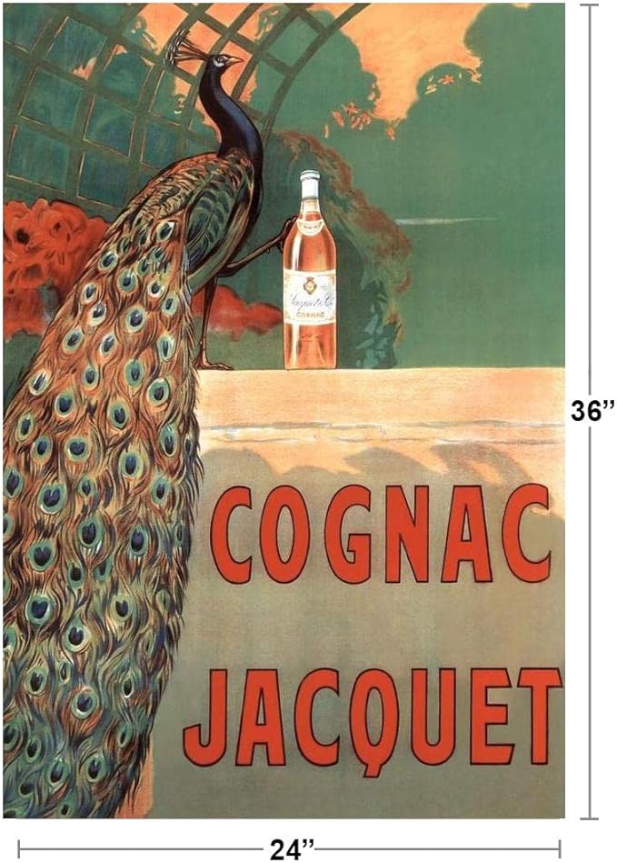 Camille Bouchet Cognac Jacquet Peacock Vintage French Brandy Beverage Advertisement Cool Wall Art Print Poster 24x36