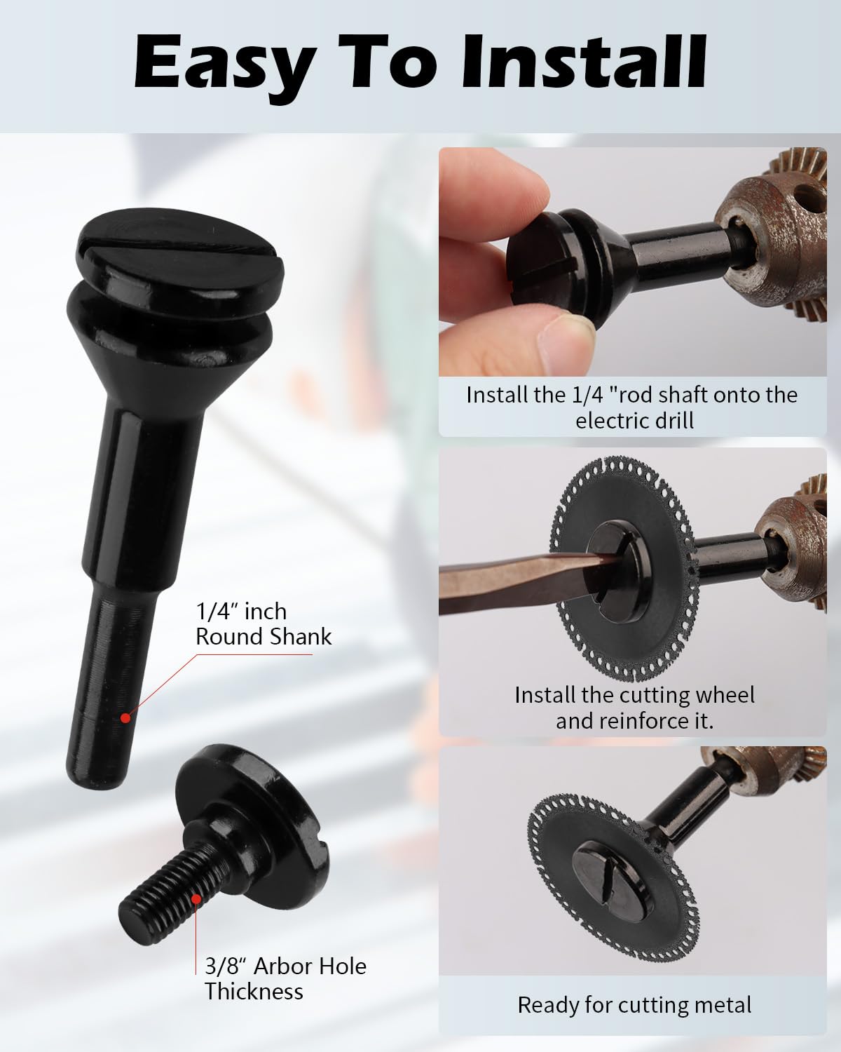 Die Grinder Accessories 3/8" & 1/4" Arbor Hole, 8 Pack Mounting Mandrel for Die Grinder Cut Off Wheel Drill Bits Tool