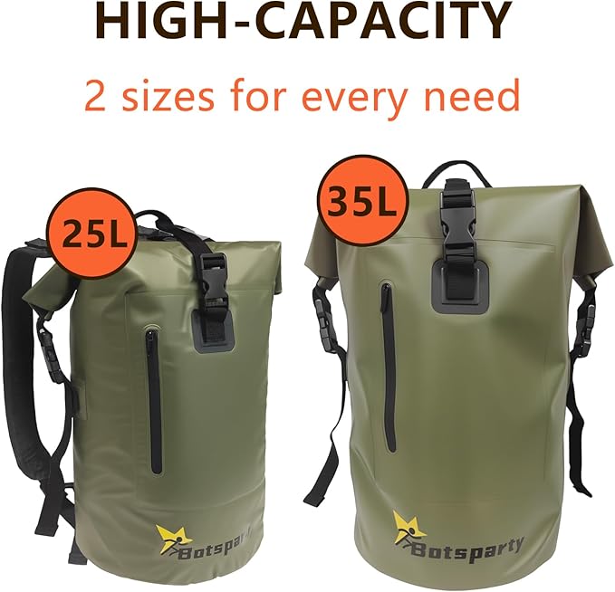 Waterproof Dry Bag Backpack - Lightweight Hiking Pack with Zippered Pocket for Camping, Kayaking, Travel, Hiking, Fishing, Outdoor Enthusiasts(35L)