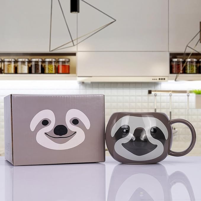 Sloth Mug 16 oz Ceramic Coffee Mug 3D Porcelain Tea Mug for Women Kawaii Cup Sloth Gifts for Women Christmas Gifts Housewarming Holiday Birthday Gifts for Women Men Mom Kids and Friend