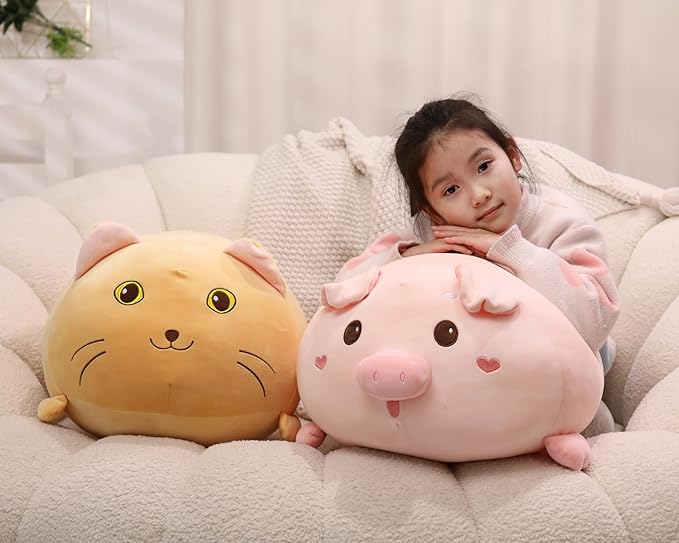 20 inch Super Soft Cat Plush Pillow, Adorable Stuffed Animal Toy, Chubby Kawaii Cat Plushie for Boys Girls, Cute Room Decor Fat Animals Pillow, Kids Gifts for Birthday,Valentine,Christmas