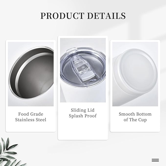 Tropical Palm Leaves Tumbler Stainless Steel Insulated Tumblers with Lid and Straw Reusable Hawaiian Plants Coffee Travel Mug Tea Drinking Wine Cups Unique Gifts for Women 20 Oz