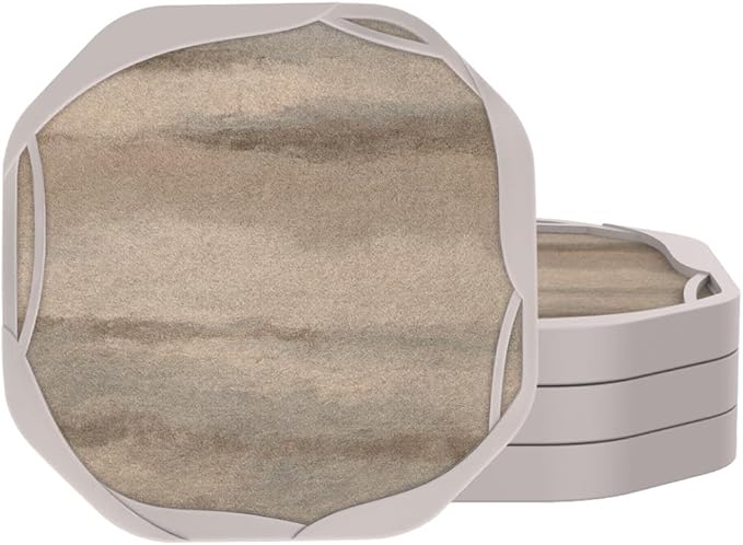 UMIRRO Farmhouse Coasters for Drinks Absorbent, Coasters for Wooden Table, Silicone Drink Coasters with Felt Pads, Cup Mat for Coffee, Beer, Wine, Non-Slip, Non Breakable | Colorful, Set of 4