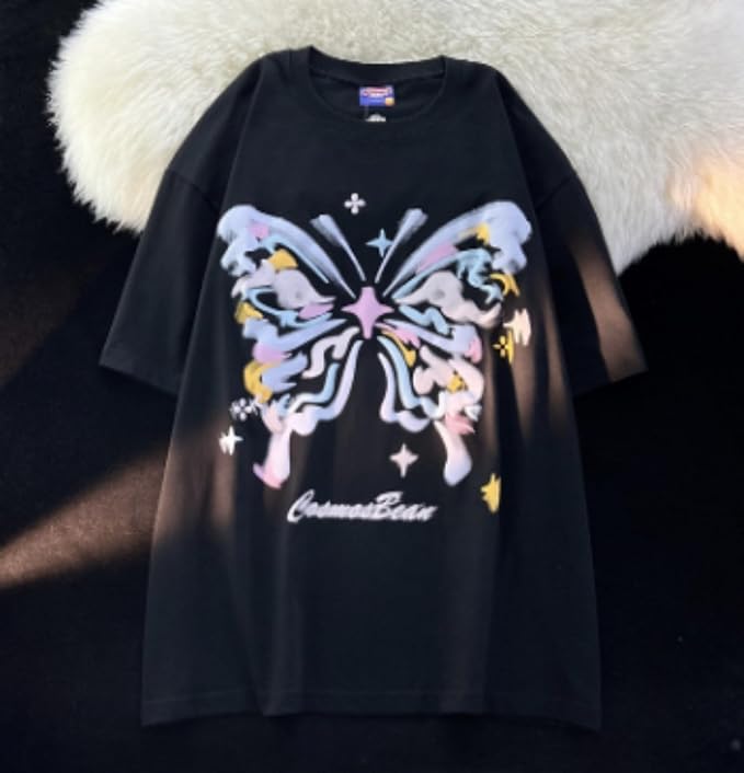 Y2k Graphic Print Tees Vintage Stamp Tee Coastal Clothes Oversized Aesthetic Tops Cute Tshirt