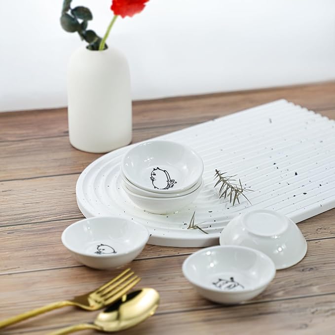 Super Cute Chef Cat Ceramic Sauce Dish/Seasoning Dish/Sushi Soy Dipping Bowl/Appetizer Plates/Serving Dish for Kitchen Home(Set of 6)