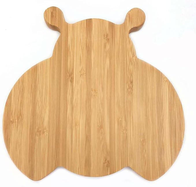 4916, Bamboo Food Plates for Snacks, Appetizer, Fruit, Vegetable - Divided Four Compartments, Eco-Friendly, Ladybug Shaped, 8x8.25 inches, 1 Pack