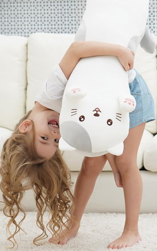 36" Cat Stuffed Animal, Soft Long Pillow Doll Cute Cartoon Kitten Plush Body Pillow Plushies Toy Gift for Kids, Girls, Birthdays, Easter