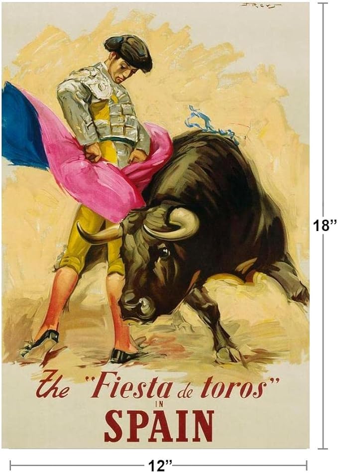 Spain The Fiesta De Toros Bullfighter Matador Vintage Illustration Travel Art Deco Vintage French Wall Art Nouveau 1920 French Advertising Vintage Poster Prints Cool Wall Art Print Poster 12x18
