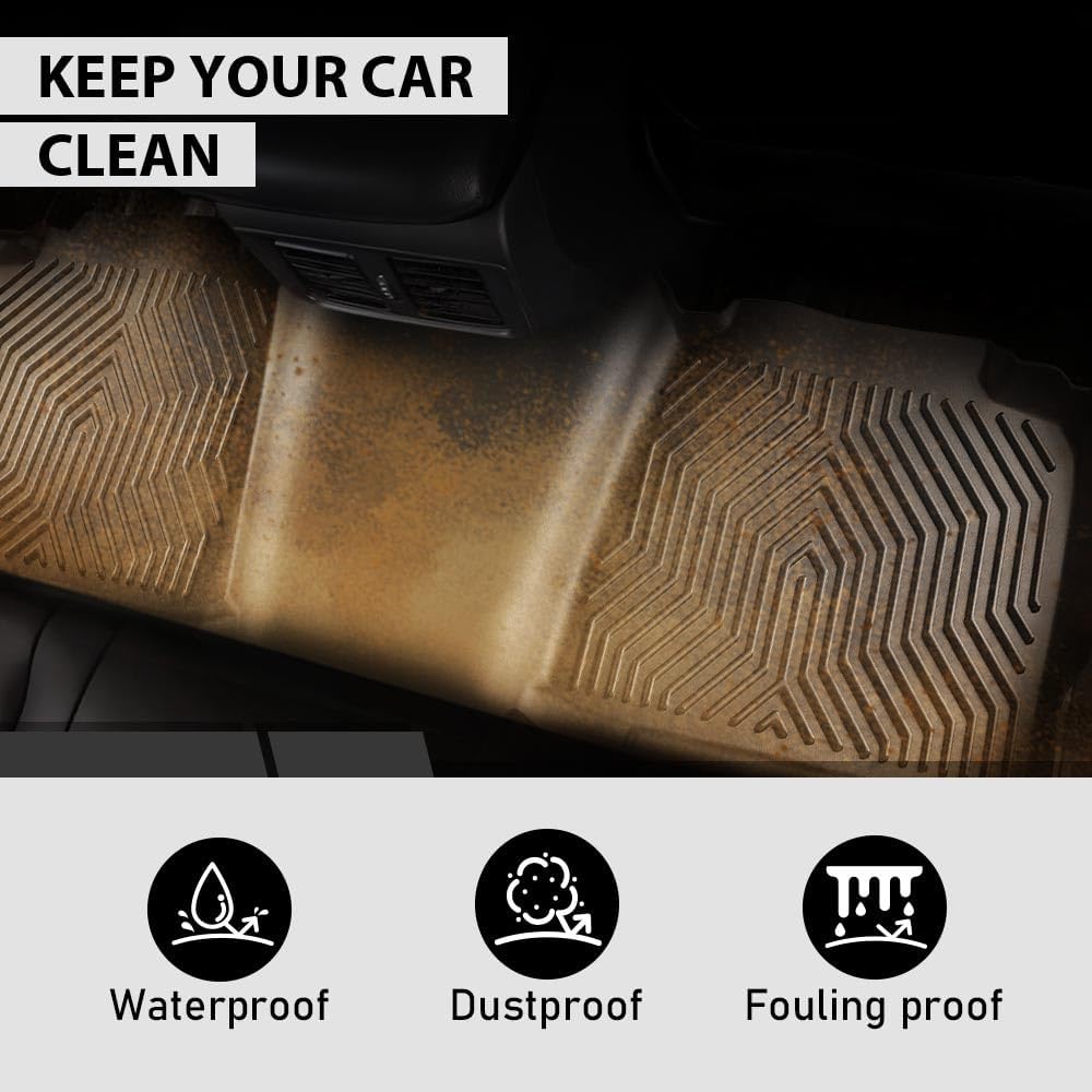 G-PLUS Floor Mats 3pcs Compatible with Chevy Silverado GMC Sierra 1500 Crew Cab 1999-2006 All Weather Full Cover Protection 1st & 2nd Row Liner TPE Floor Liners Black