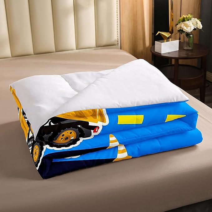 Truck Comforter Set Boys Full Down Comforter Kids Excavator Equipment Truck Bedding Set Construction Vehicle Quilt Duvet Set Cartoon Machinery Truck Gear Bulldozer Tractor Cars Duvet Set,Colorful