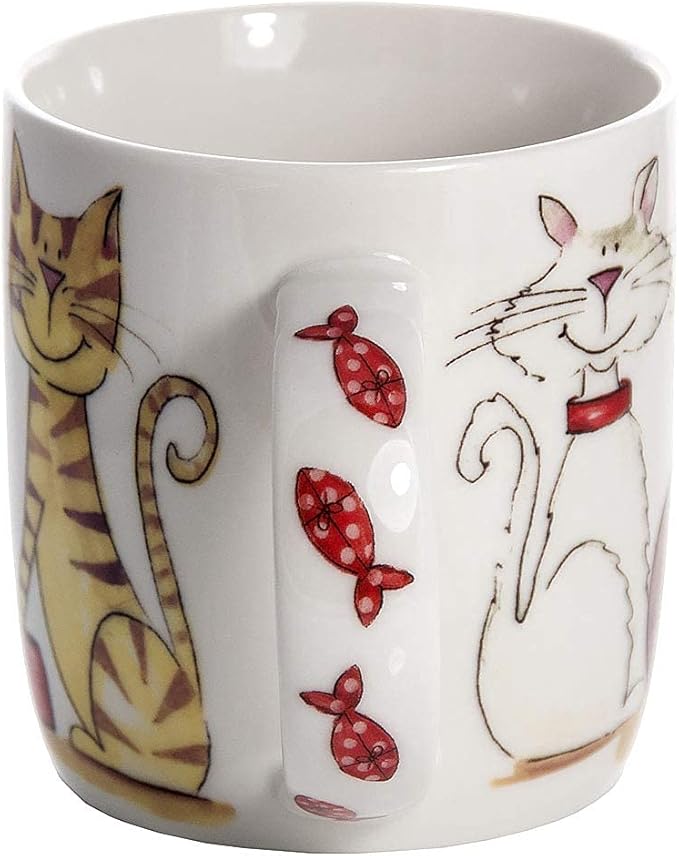 SPOTTED DOG GIFT COMPANY Dog and Cat Coffee Mug Set, 12 oz Cute Mugs Ceramic Porcelain China Coffee Tea Cups, Animal Themed Gifts for Cat Lovers and Dog Lovers Women Men, Set of 2