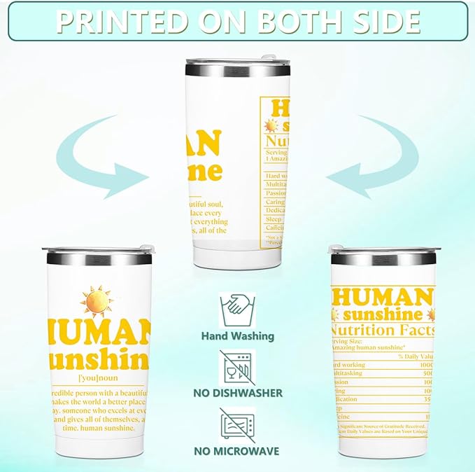 Sunshine Gifts for Women Men, 20 oz Tumbler Insulated Tumblers, Inspirational Stainless Steel Tumbler Travel Cup, Coffee Cups for Cold Hot Drinks Appreciation Gifts for Women Coworker Leader Teacher