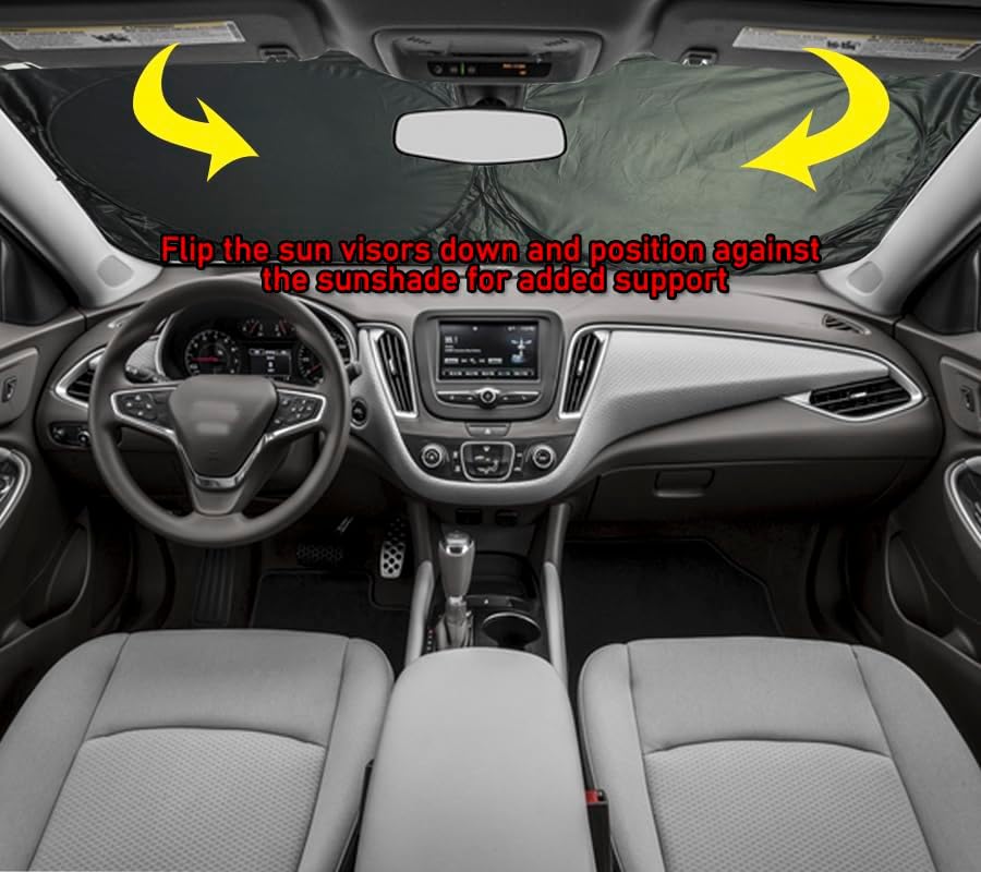 Gven Windshield Shade, Car Sun Shade for Front Windshield Sun Visor Protector Blocks UV Rays Foldable 210T Keep Your Vehicle Cool