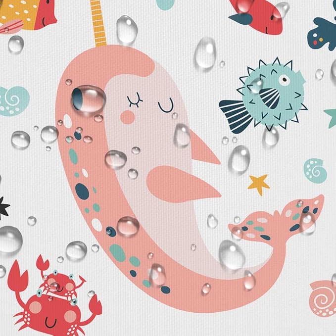 Torich Kids Shower Curtain for Bathroom, Whale Fish Baby Cartoon Ocean Creatures Animals Decor Bath Curtains, Cute Sea Fishes Coral Underwater Boys Girls Child Fabric Waterproof with 12 Hooks
