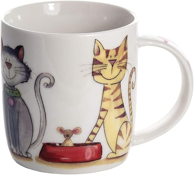 SPOTTED DOG GIFT COMPANY Dog and Cat Coffee Mug Set, 12 oz Cute Mugs Ceramic Porcelain China Coffee Tea Cups, Animal Themed Gifts for Cat Lovers and Dog Lovers Women Men, Set of 2