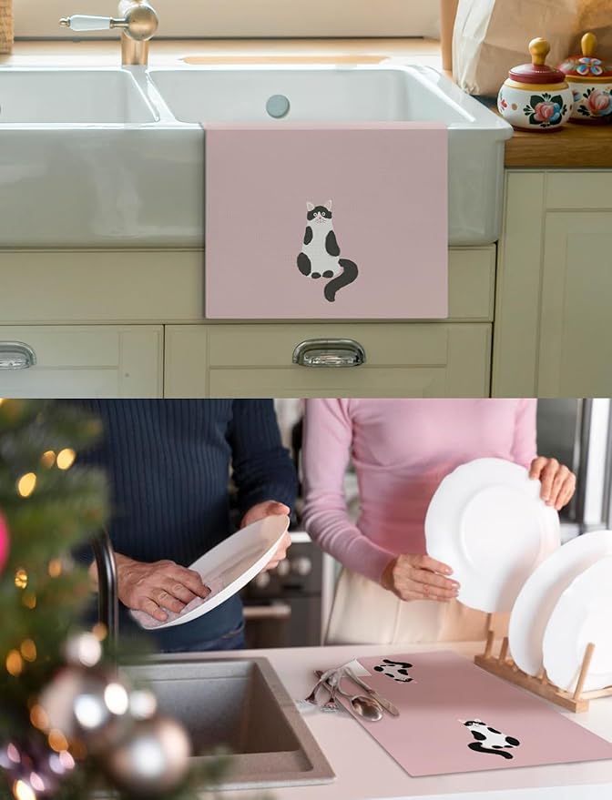 Tuxedo Cat Kitchen Towels, Black and White Cat Hand Towels for Bathroom, Cat Towels for Cat Lovers, Cat Dish Towels for Kitchen, Tuxedo Cat Gifts, Cat Mom Gifts, Cat Home Decor, 16x24 Inch