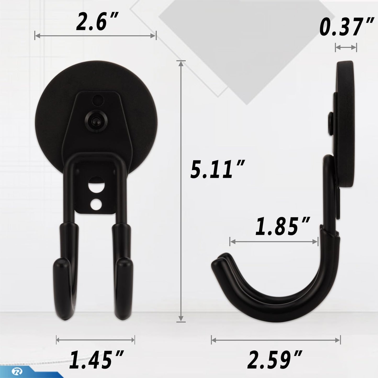 2 Pcs Magnetic Hook Heavy Duty, Strong Magnet Hooks for Garage Tools Hose Rope Electric Drill