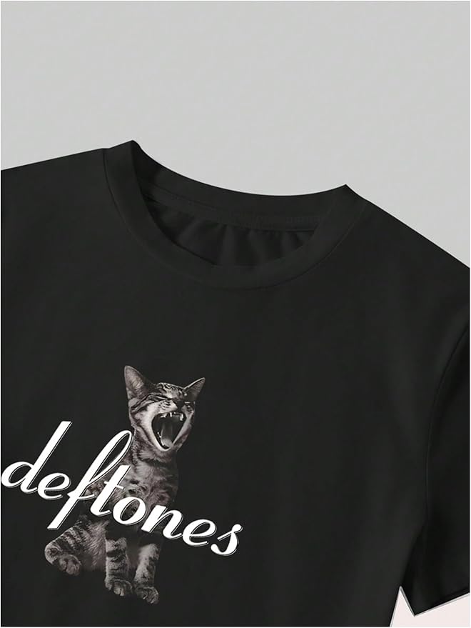 SOLY HUX Women's Y2k Graphic Tees Cat Letter Print Short Sleeve T Shirt Crew Neck Summer Crop Tops