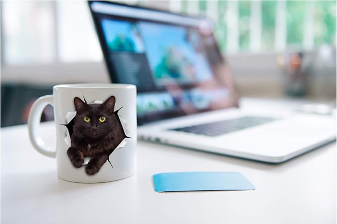 Winston & Bear Black Cat Coffee Mug - Funny Ceramic Coffee Mug Gift for Cat Lovers - Cute Novelty Cup for Men and Women (11oz)