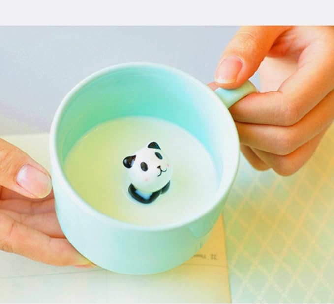 ZaH 3D Coffee Mug Cute Animal Inside Cup Cartoon Ceramics Figurine Teacup for Boys Girls Kids - Party Office Morning Mugs for Tea Juice Milk Chocolate Cappuccino (8 oz Fortune Cat)