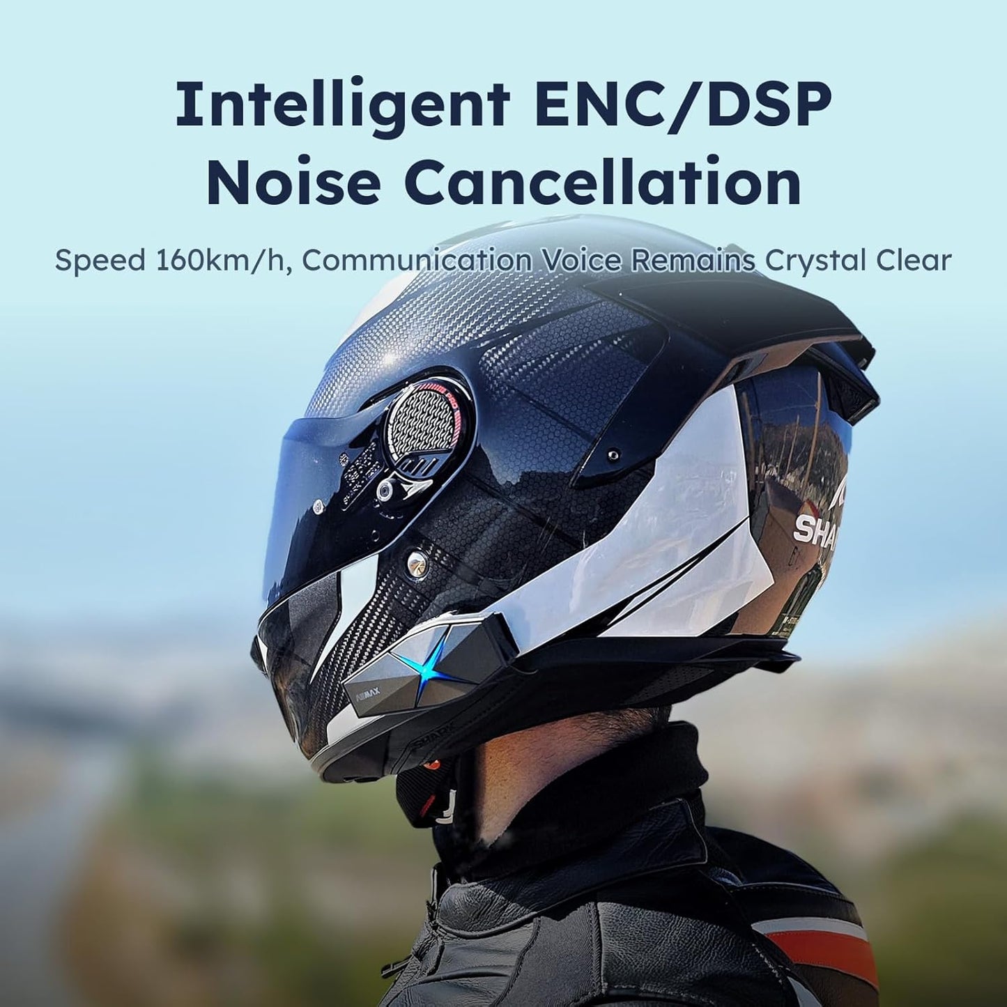 F1 3-Mode Motorcycle Helmet Intercom for 10 Riders, Offline Voice Control Motorcycle Bluetooth Headset with Hi-Fi Speaker, Multitasking & Mesh Helmet Communication Systems, Fast Charging, 1 Pack