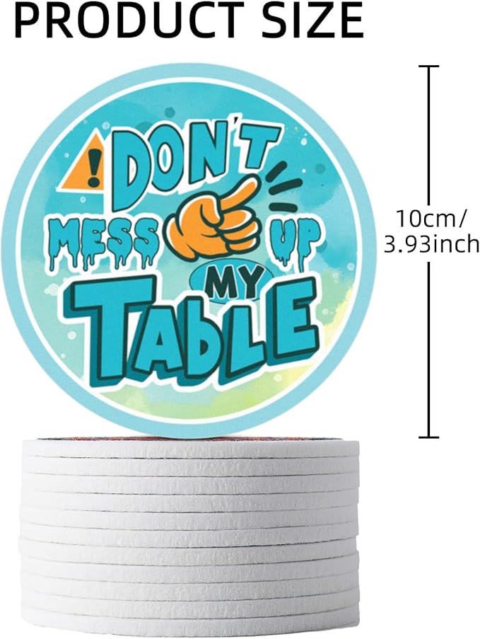 Trillionn 12 Pack Felt Cup Coasters for Drink, Absorbent Coasters for Coffee, Funny Pattern Design Drink Coasters, Tri-Coaster-19