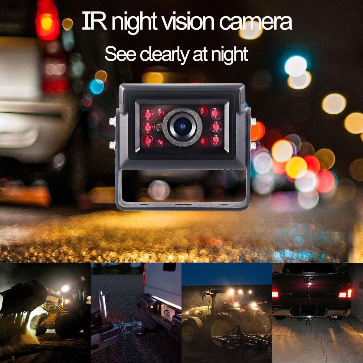 AHD 1080P, 9" Wired Monitor Rear View Reverse Backup Night Vision Camera System, Waterproof IP 69k Camera for Agriculture Farm Tractor, Truck, Forklift, Heavy Equipment, Excavator, Skid Steer