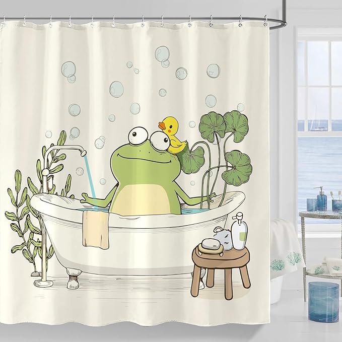 Yeoiat Frog Shower Curtain Funny Shower Curtain Funny Decorative Shower Curtains for Bathroom Cute Shower Curtain Set with 12 Hooks Frog01 72×72 Inches