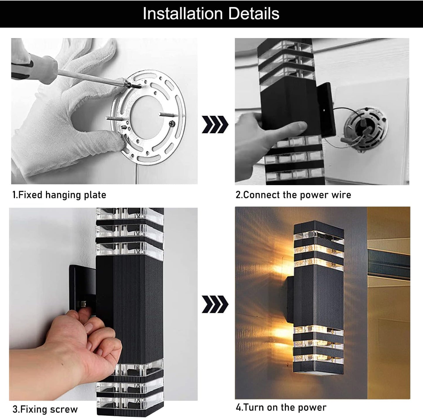 18inch LED Square Up & Down Wall Lights,24W Outdoor Wall Light 4000K Day White Aluminum Body Waterproof IP65 LED Exterior Light Fixtures Wall Mount for House Patio Garage Garden. (10 Pack)