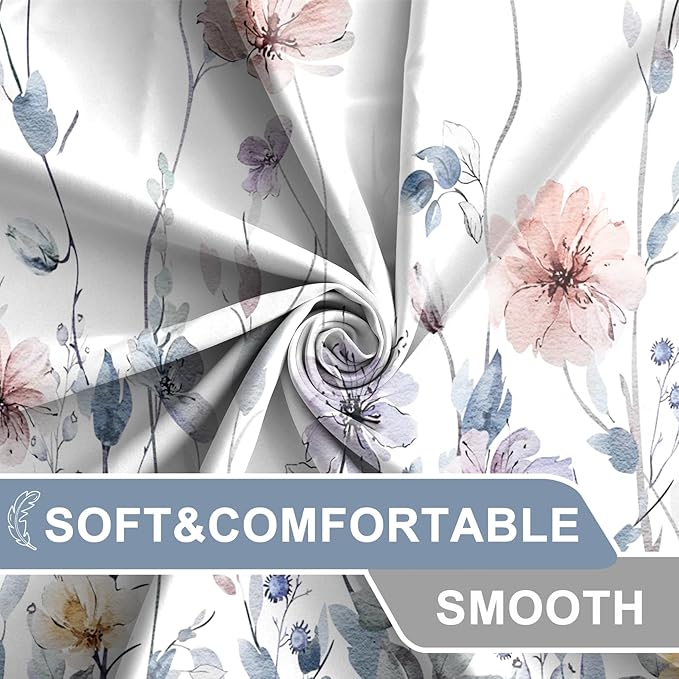 AWERT Wildflower Shower Curtain for Bathroom Watercolor Floral Shower Curtain with Hooks Waterproof Flower Printing Fabric Bathroom Decor 72x84 inch