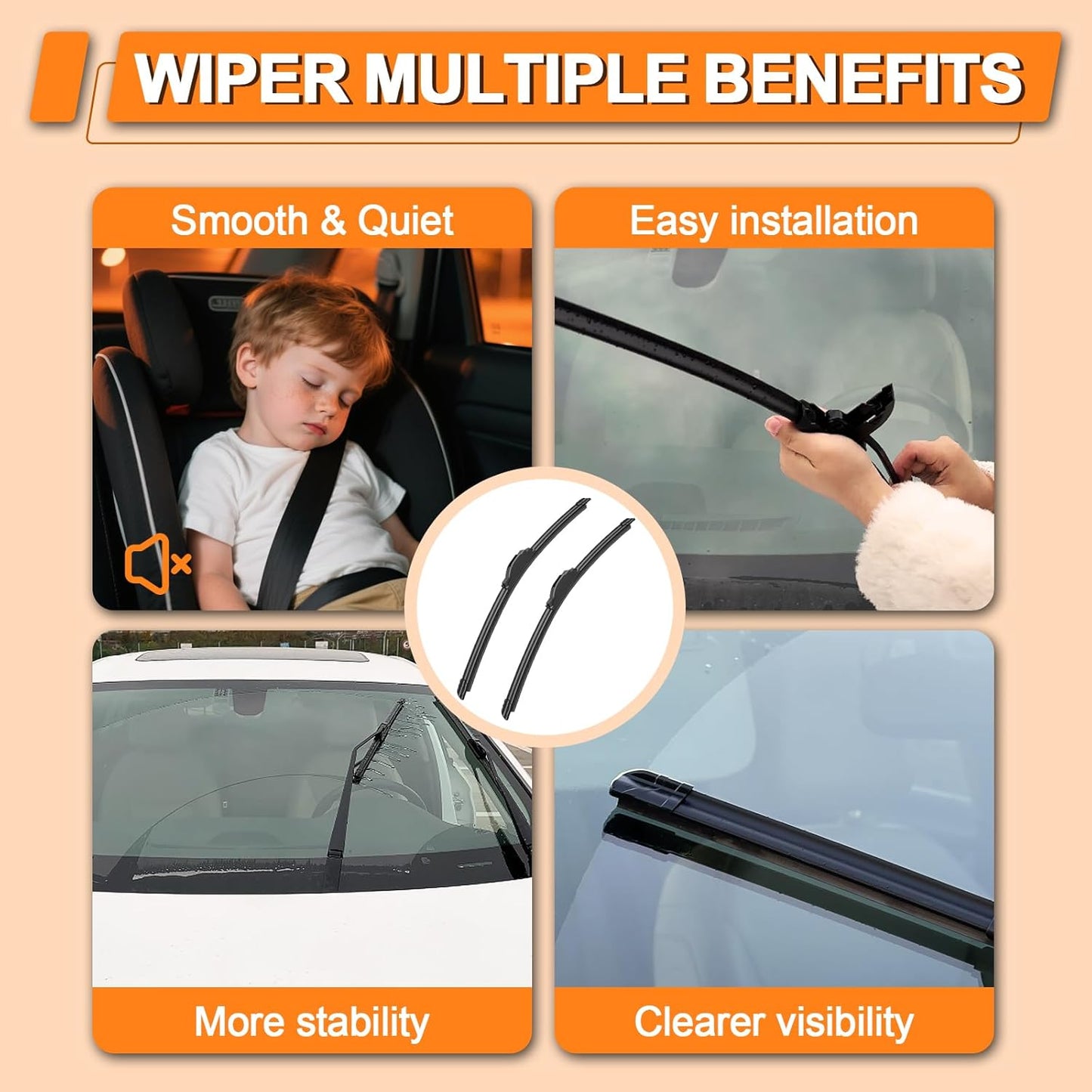 HULADAED® 28''+14''+8'' Windshield Wipers Replacement for Toyota Prius C 2019-2012,Silicone Front Rear Wiper blades for MY Car-All Weather & Quiet(3 PACK)