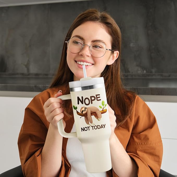 Sloth Gifts - Sloth Gifts for Women - Sloth Lovers Birthday Christmas Gifts - Sloth Themed Gift Ideas - Sloth Stuff - Sloth Tumbler - 40oz Travel Mug Insulated Tumbler with Lid and Straw