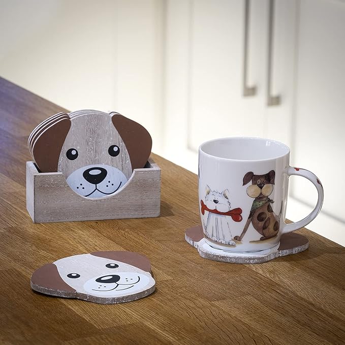 SPOTTED DOG GIFT COMPANY Dog and Cat Coffee Mug Set, 12 oz Cute Mugs Ceramic Porcelain China Coffee Tea Cups, Animal Themed Gifts for Cat Lovers and Dog Lovers Women Men, Set of 2