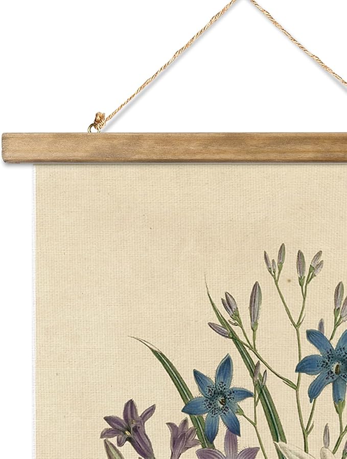 XIAOAIKA Wildflower Illustration Poster Set - 3-Piece Vintage Botanical Prints with Wooden Hanging Frames, Ideal for Home and Office Decor, 12x16 inches
