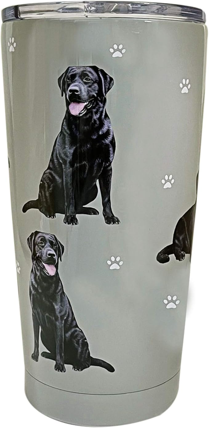 Black Labrador Tumbler SERENGETI 16 Oz. Stainless Steel, Vacuum Insulated Tumbler with Spill Proof Lid - 3D Print - Insulated Travel mug for Hot or Cold Drinks (Black Labrador Tumbler)