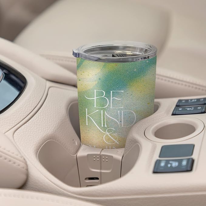 Studio Oh! Insulated Stainless-Steel Tumbler - Double-Walled 17-Ounce Travel Cup - Vacuum Seal Keeps Liquids Hot or Cold for Hours - Fits Standard Size Cup Holders - Be Kind & Shine