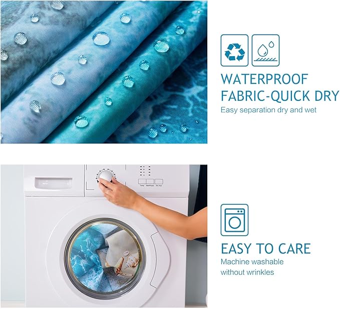 Vimorco Shower Curtain Ocean Beach, Blue Shower Curtains for Bathroom, Waterproof Quick-Dry Polyester Fabric Showers Curtain, Bathroom Curtains Set, Bath Decor, 72''x 72''