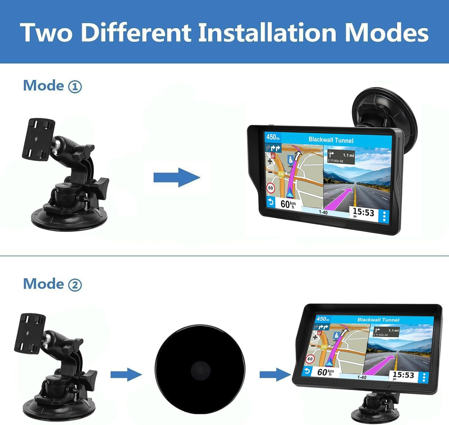 GPS Navigator for Car Truck RV, 9 inch Touch Screen Latest 2025 Map, Real Voice Spoken Turn-by-Turn Direction Reminding Navigation System, Vehicle GPS with Speed and Red Light Warning (1 Bracket)