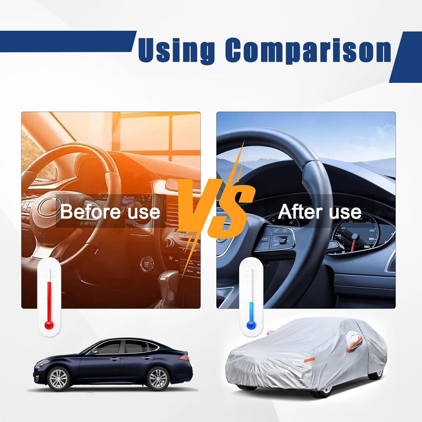 Kayme 6 Layers Car Cover Custom Fit for Tesla Model Y, Waterproof All Weather for Automobiles, Outdoor Full Car Cover Sun Rain UV Snow Protection.Silver