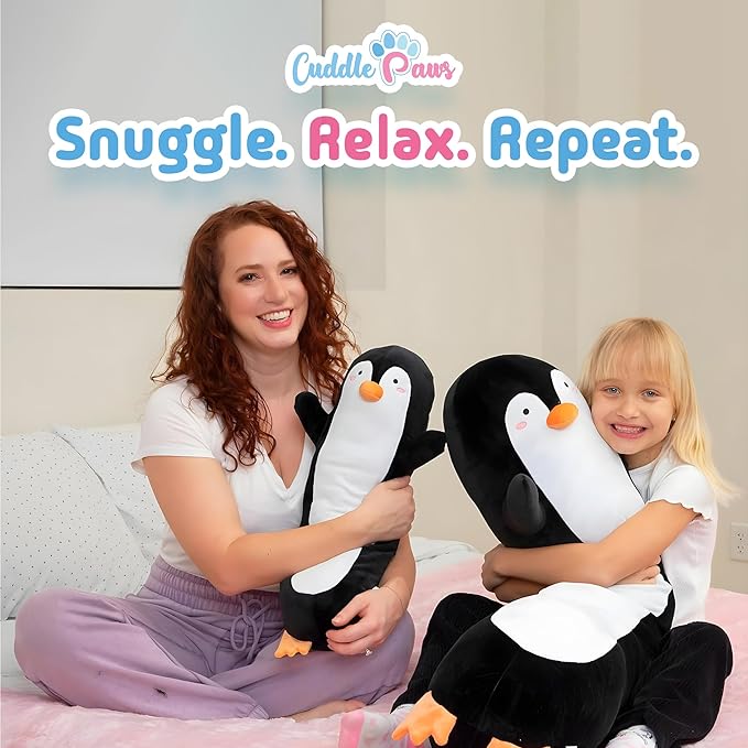 Stuffed Animal Penguin Body Pillow – Soft Plush Toy & Throw Pillow for Kids, Medium (35 Inches), for Girls